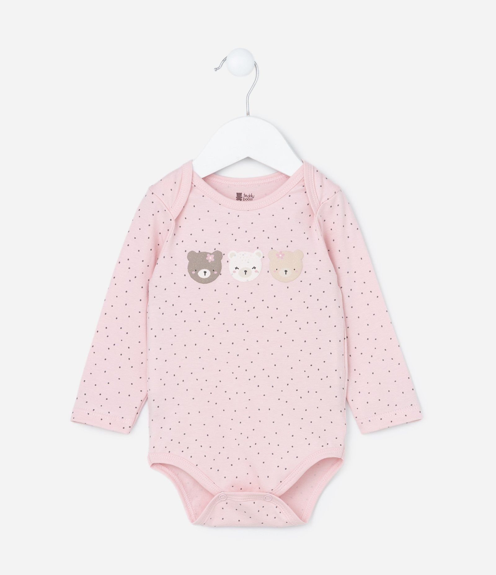 Body Infantil com Estampa Poá e Bichinhos - Tam RN a 18 meses Rosa 1