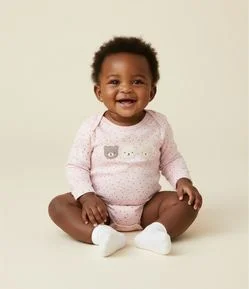 Body Infantil com Estampa Poá e Bichinhos - Tam RN a 18 meses