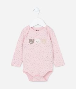 Body Infantil com Estampa Poá e Bichinhos - Tam RN a 18 meses