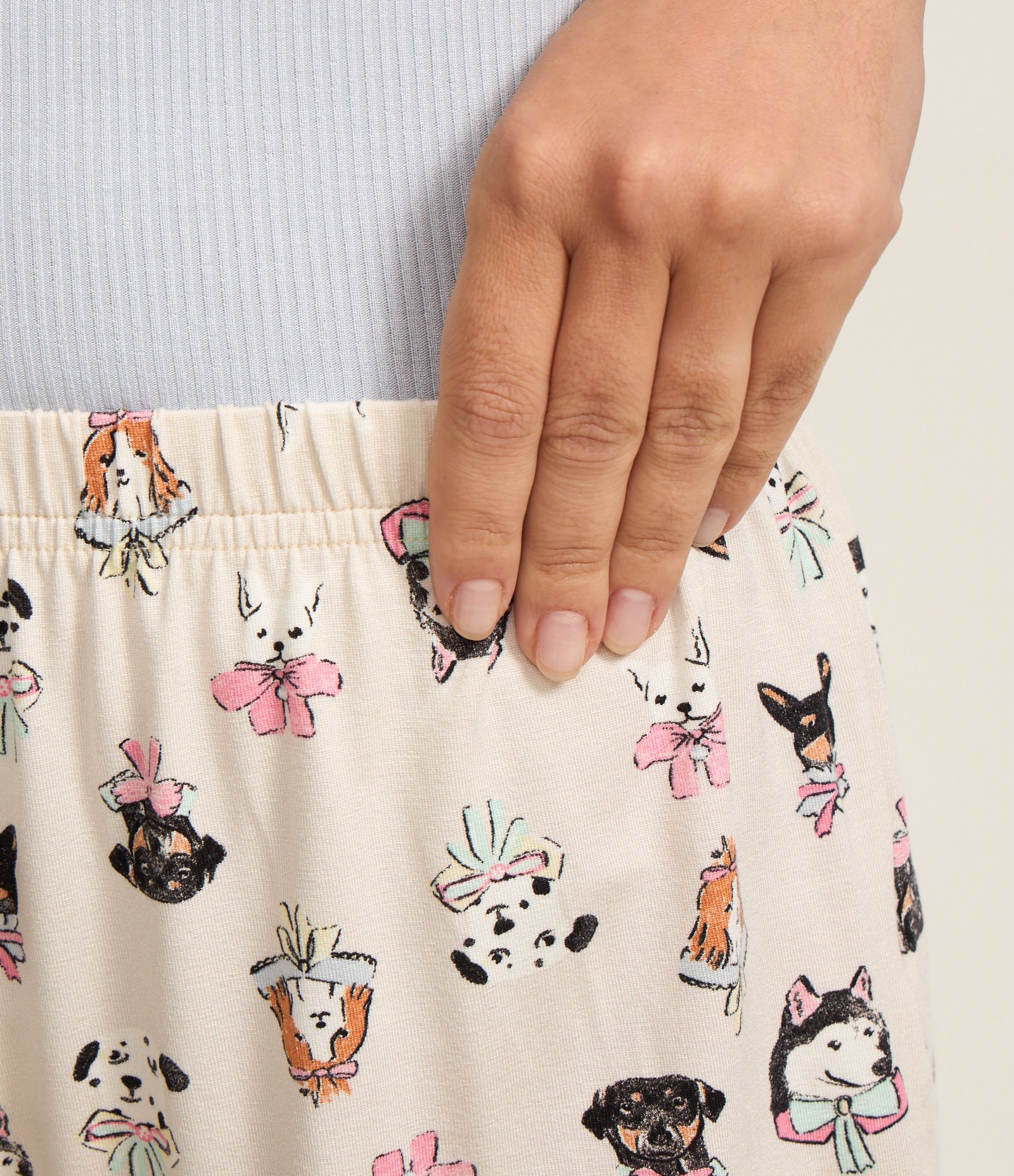 Pijama Short Doll de Alcinha em Ribana com Estampado Pets Azul 3