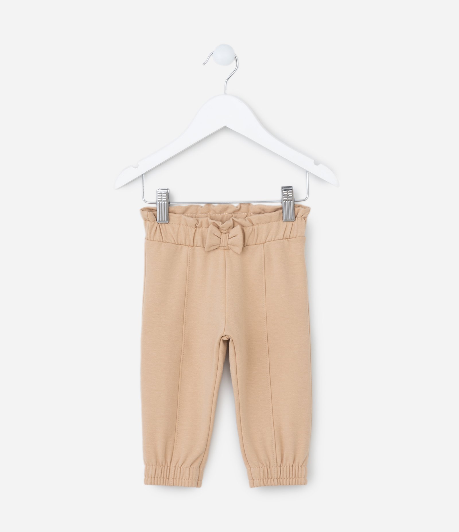 Calça Clochard Infantil Quentinha com Lacinho Aplicado - Tam 0 a 18 meses Bege 1