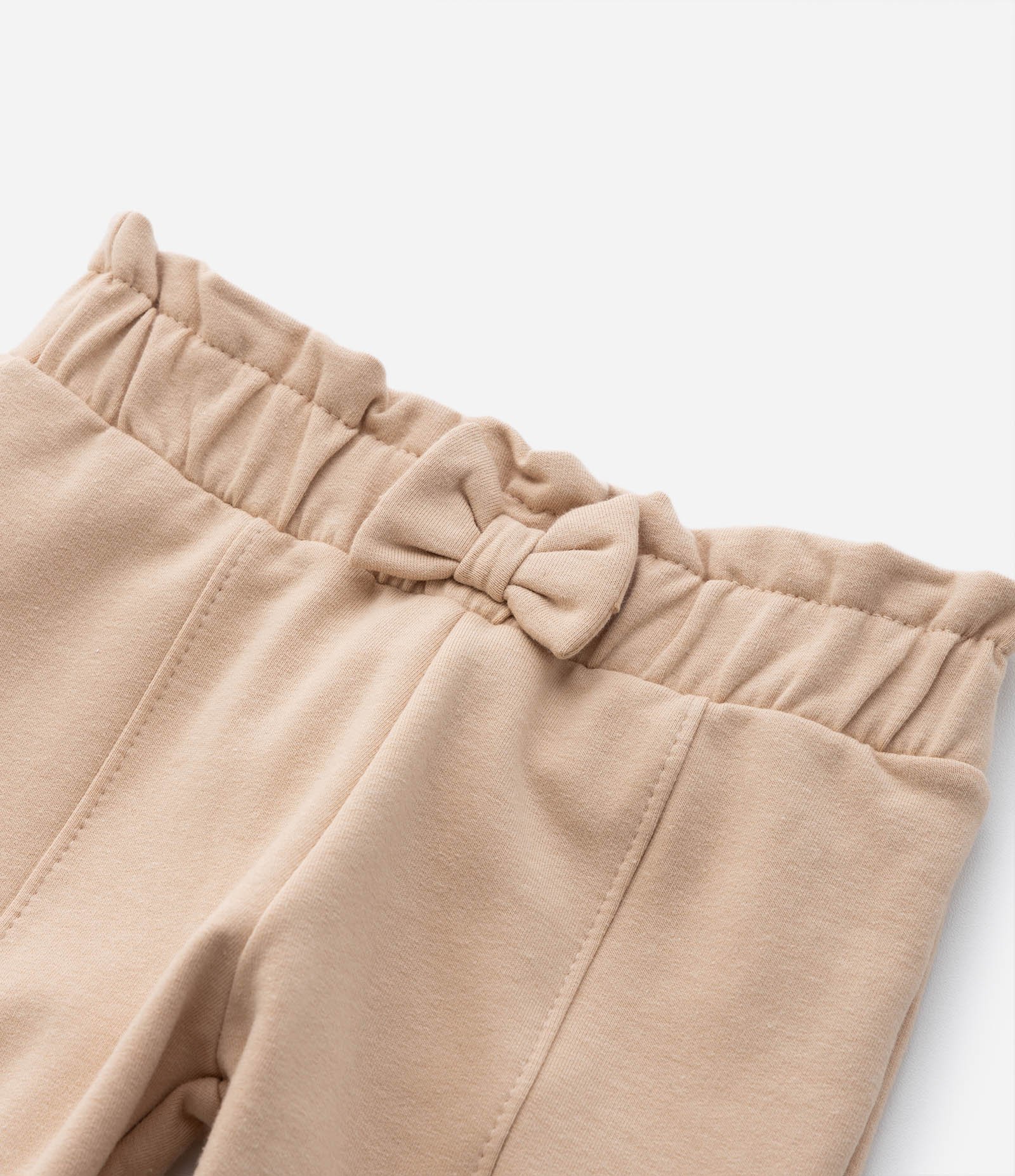 Calça Clochard Infantil Quentinha com Lacinho Aplicado - Tam 0 a 18 meses Bege 6