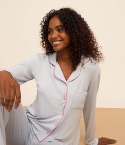 Pijama Americano em Viscolycra com Viés Contrastante Bicolor