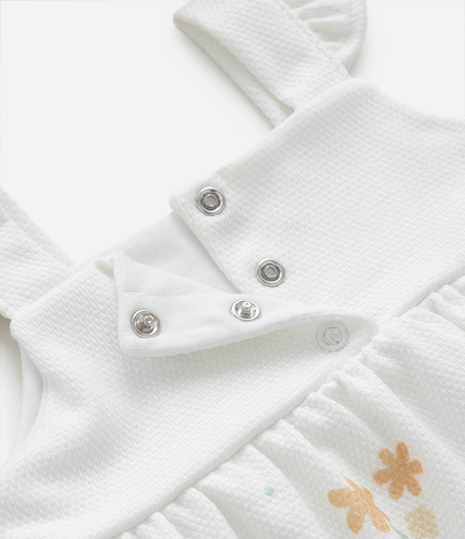 Vestido Alcinha Infantil Estampado de Flores e Calcinha - Tam 0 a 18 meses Branco 4