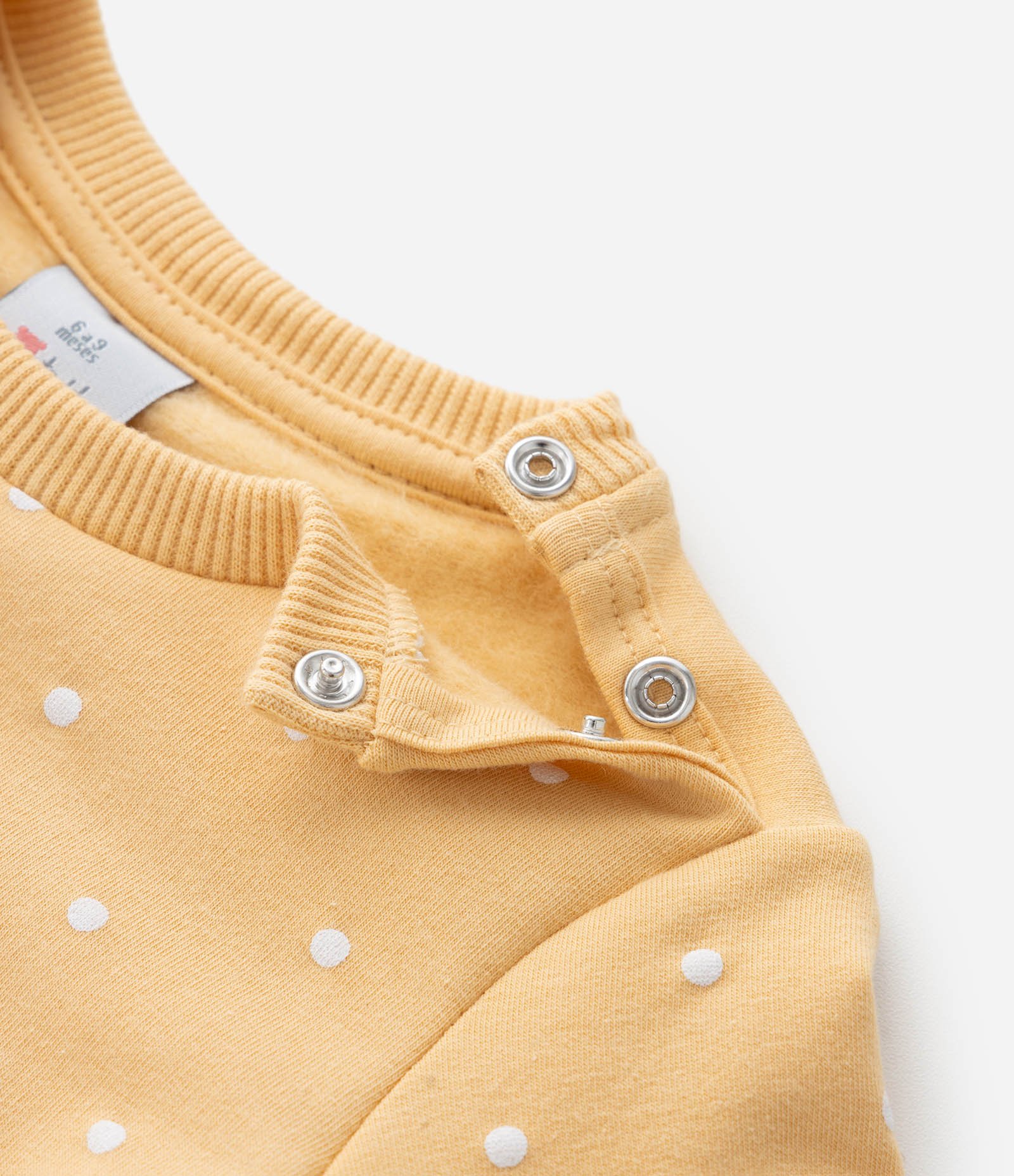 Conjunto Infantil Quentinho Poá com Babado e Bordado de Cereja - Tam 0 a 18 meses Amarelo 7
