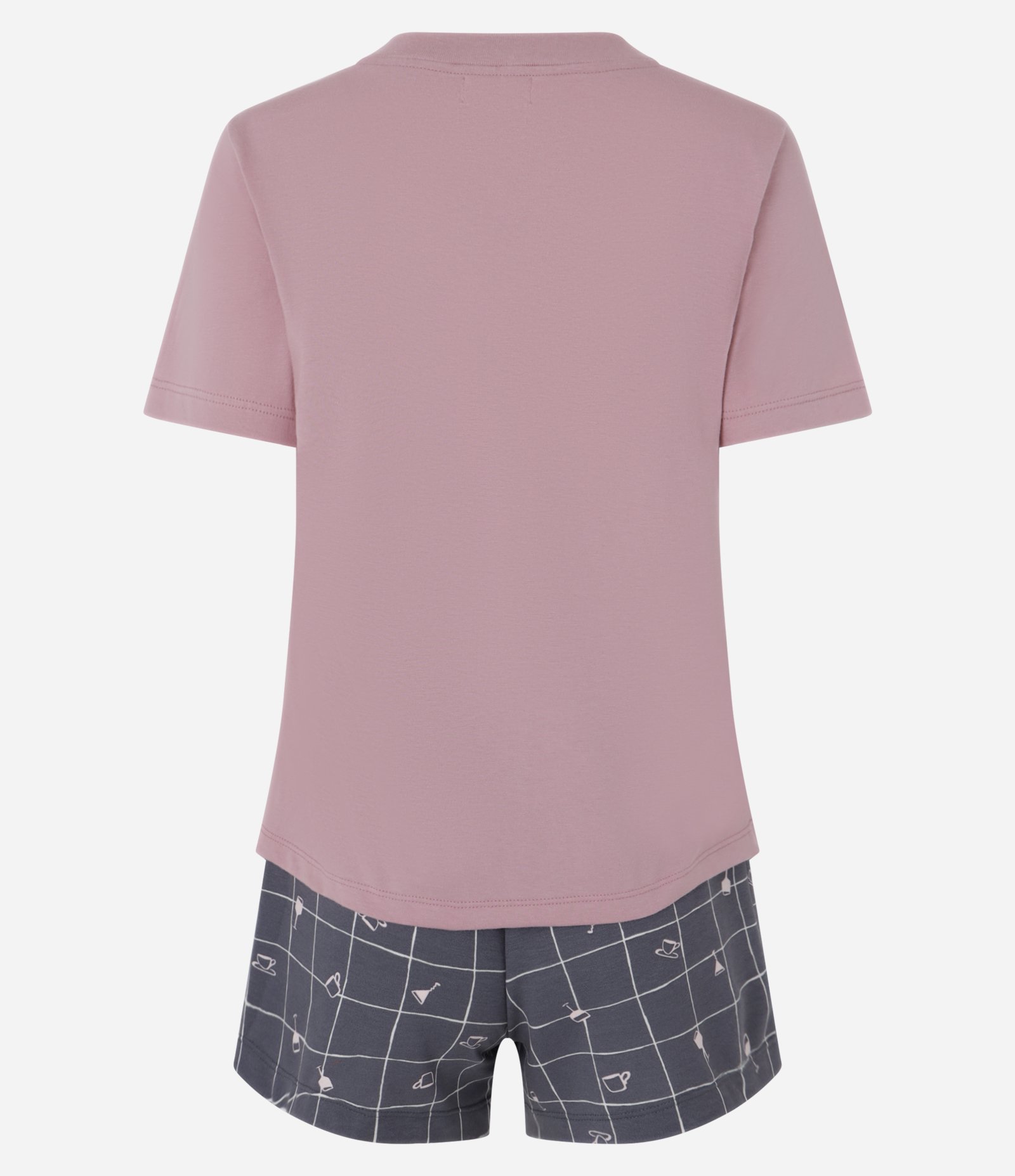 Pijama Short Doll com Lettering Champagne Please Rosa/Cinza 5