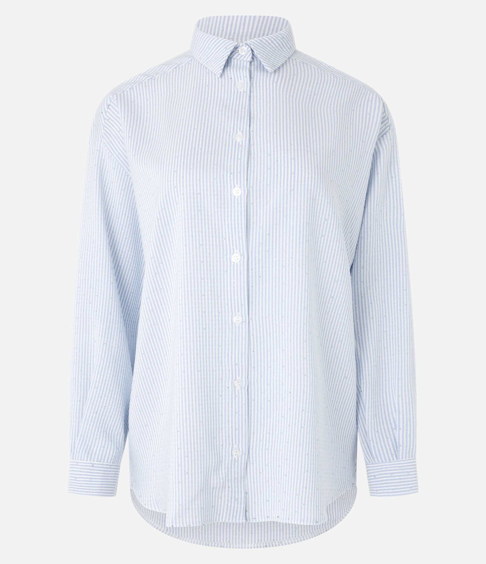 Camisa em Tricoline com Estampa Listrada Azul 5