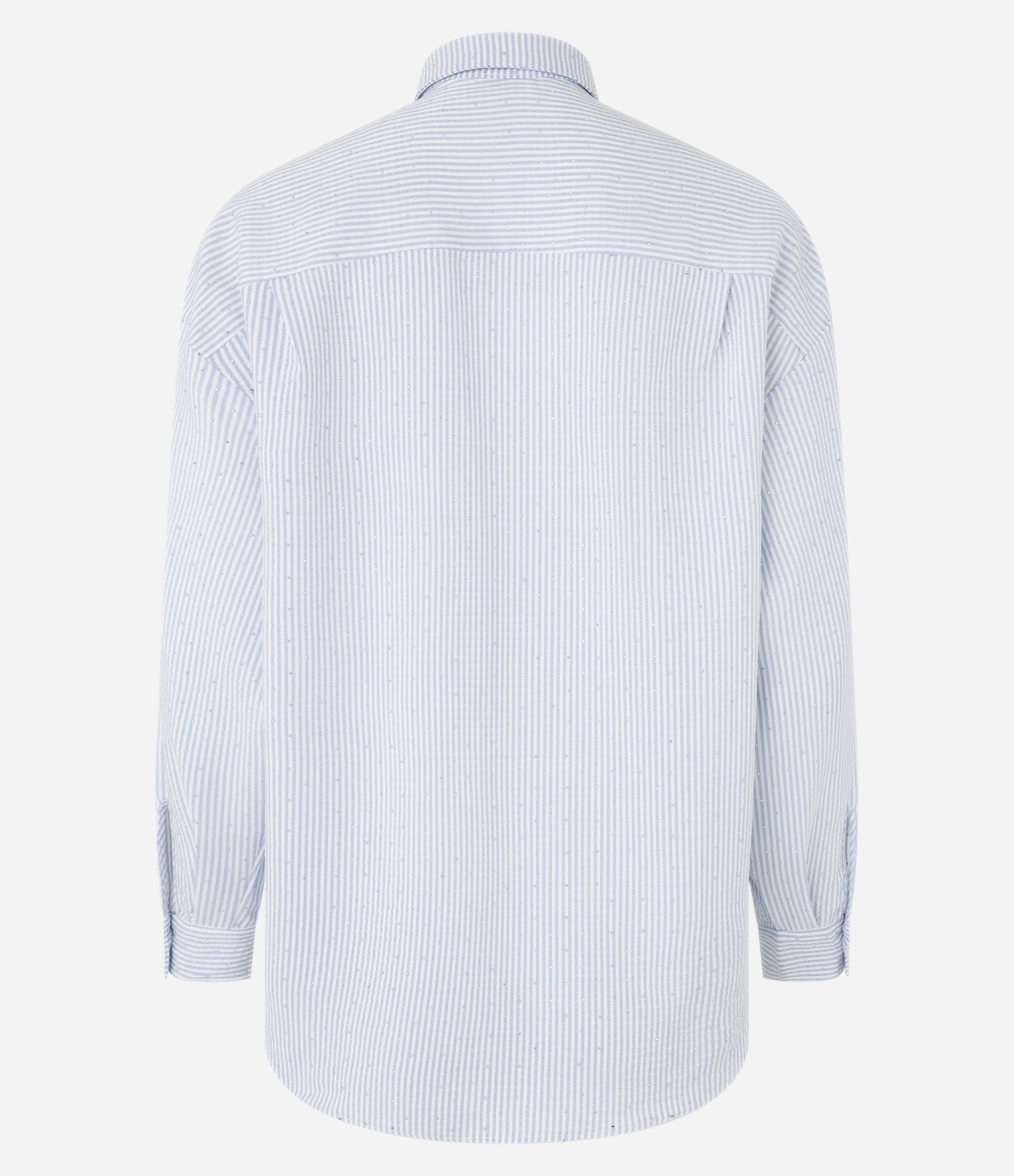 Camisa em Tricoline com Estampa Listrada Azul 7