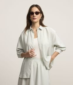 Camisa em Tricoline com Estampa Listrada