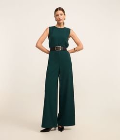 Macacão Pantalona em Crepe com Abertura nas Costas