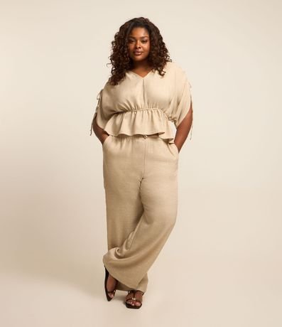 Calça Fluída em Crepe com Strass Curve & Plus Size