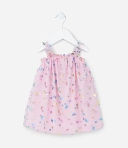 Vestido Alcinha Infantil em Tule com Borboletas - Tam 0 a 18 meses
