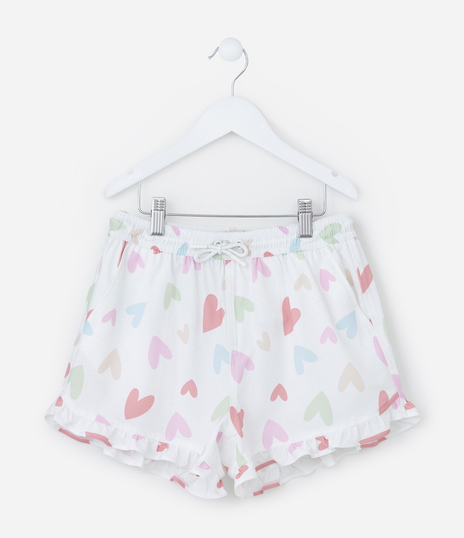 Short Infantil com Babadinhos e Estampa Corações - Tam 5 a 14 Anos Multicores 1