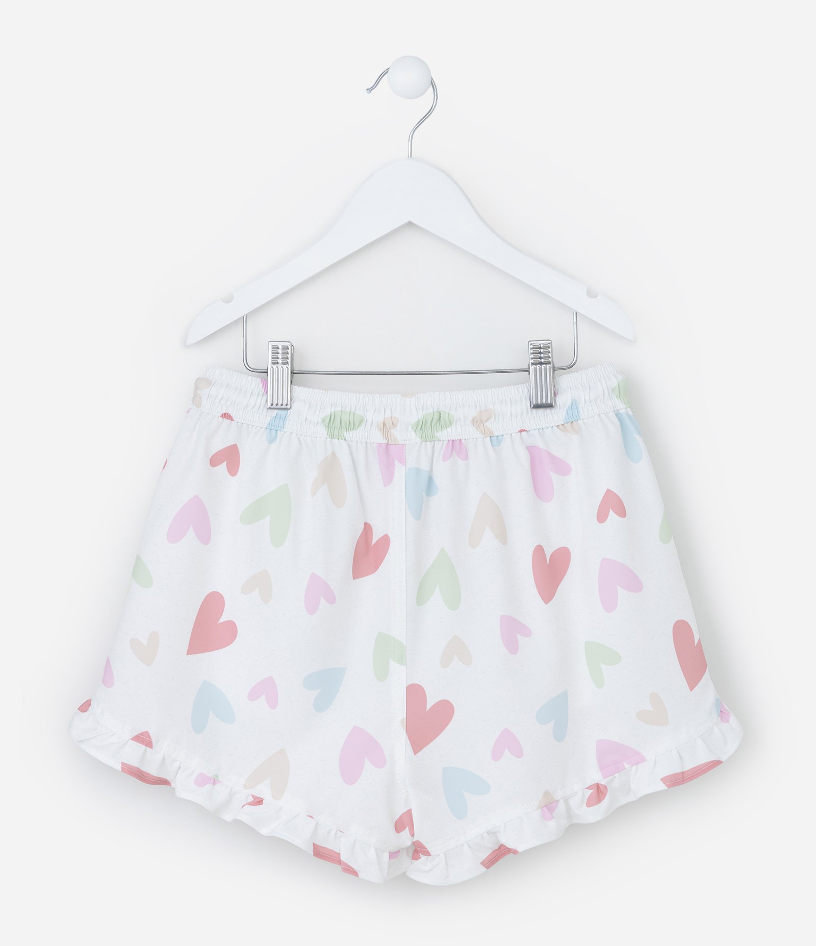 Short Infantil com Babadinhos e Estampa Corações - Tam 5 a 14 Anos Multicores 2