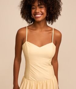 Vestido Midi em Tricoline com Cintura Marcada