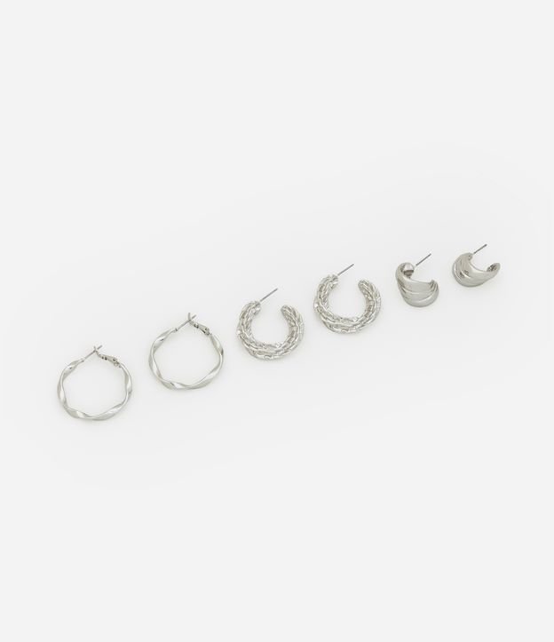 Kit 03 Brincos Argolas em Metal com Modelos Diversos