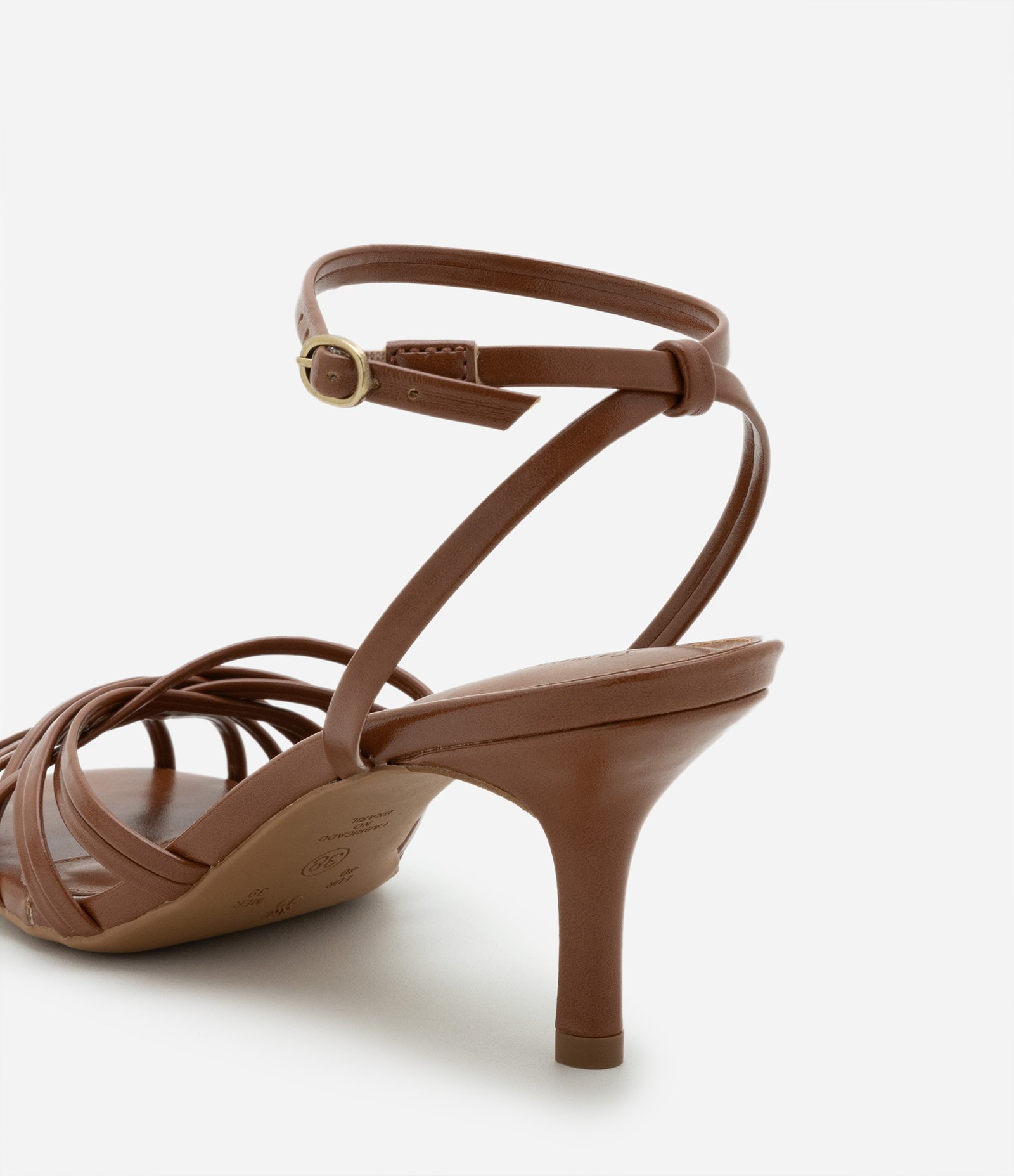 Sandália Multi Tiras em PU com Gáspea Marrom Caramelo 3