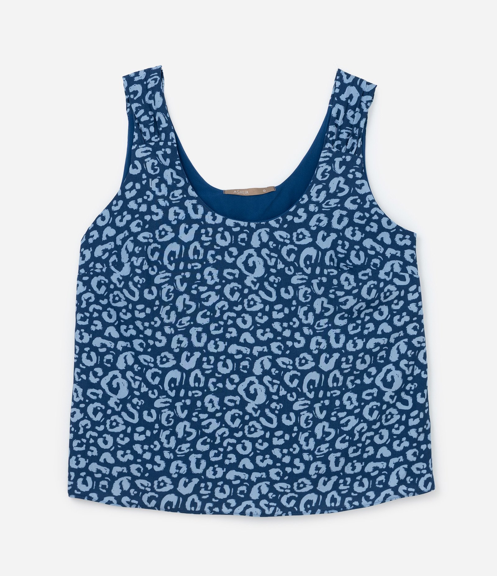 Regata Estampada Animal Print Onça Curve & Plus Size Azul 4