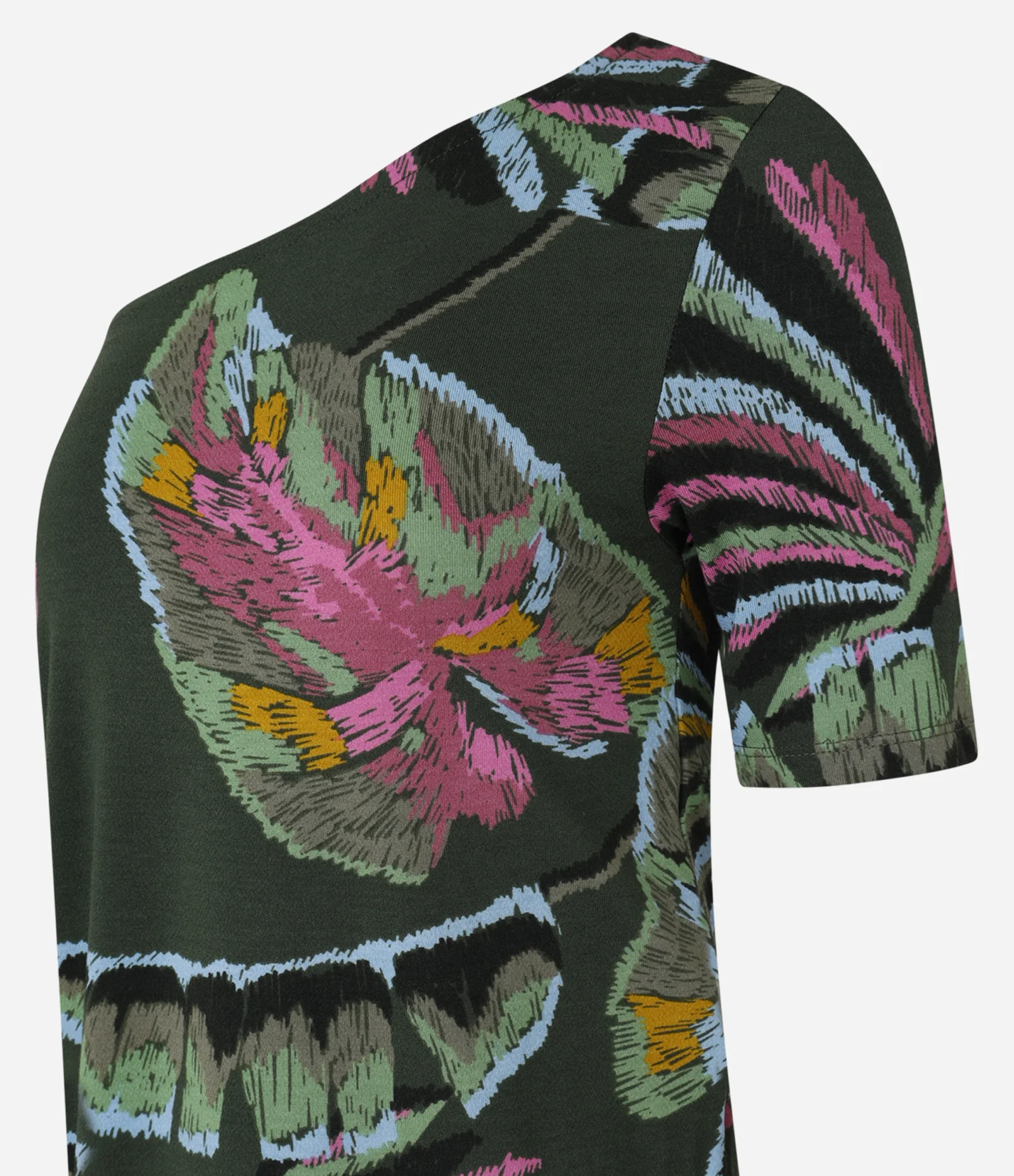 Blusa Ombro Só em Viscose com Estampa Folhagem Selvagem Verde 2