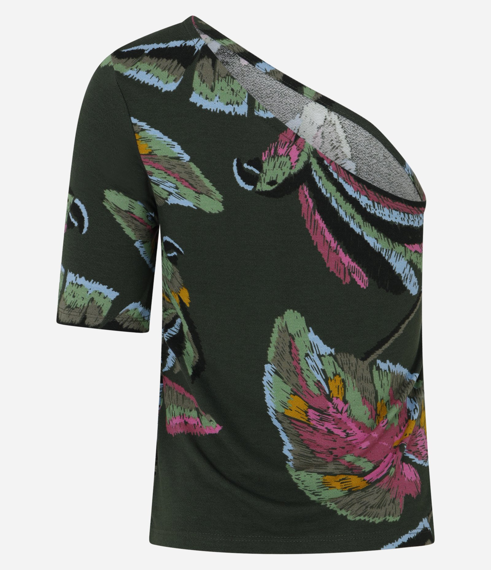 Blusa Ombro Só em Viscose com Estampa Folhagem Selvagem Verde 3