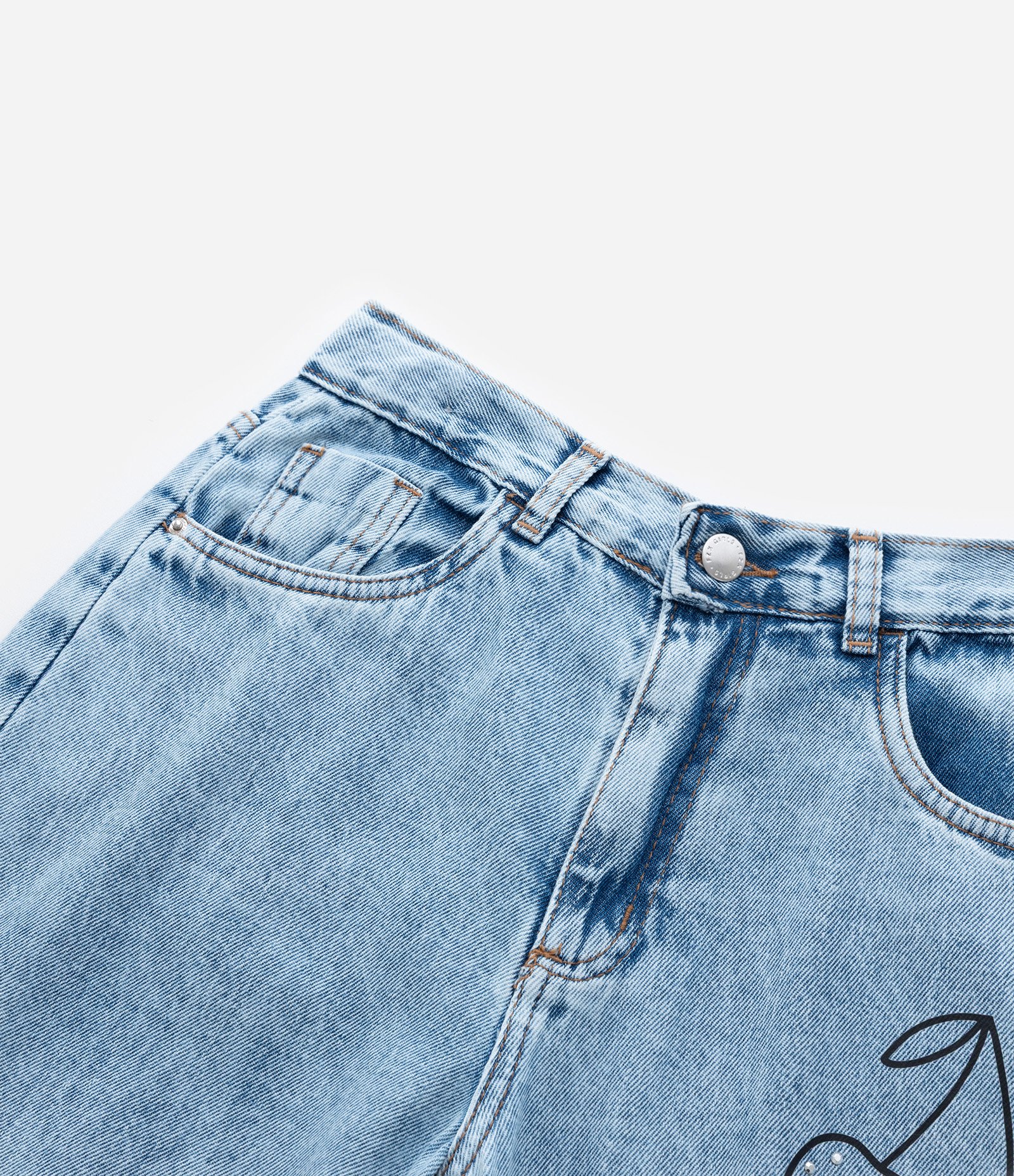 Calça Wide Leg Infantil com Estampa Laços e Cerejas - Tam 5 a 14 Anos Azul 3