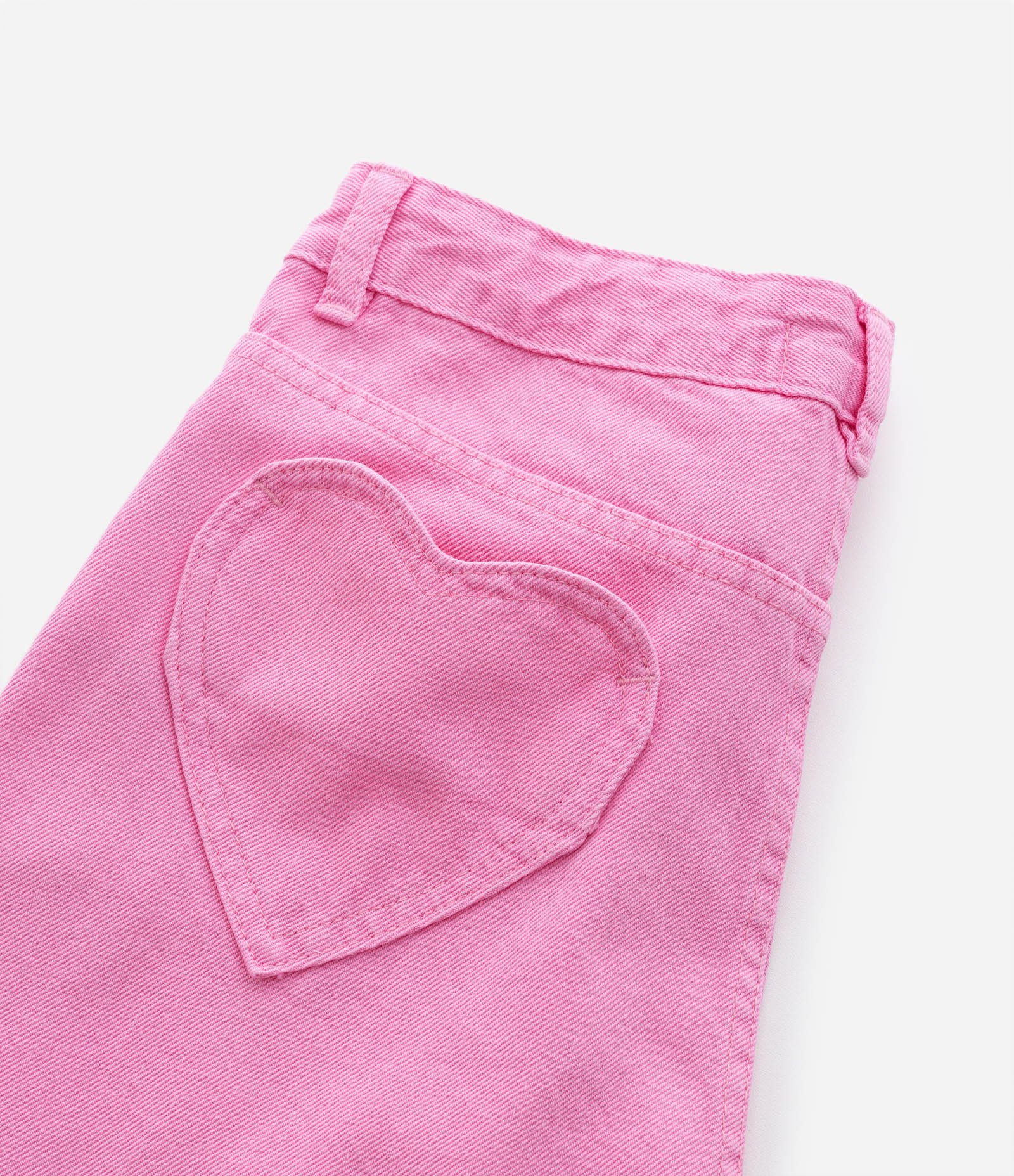 Calça Wide Leg Infantil com Bolsinhos Coração - Tam 5 a 14 Anos Rosa 7