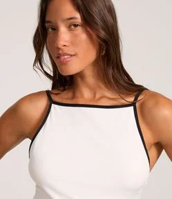 Blusa Seamless com Viés e Alças Contrastantes
