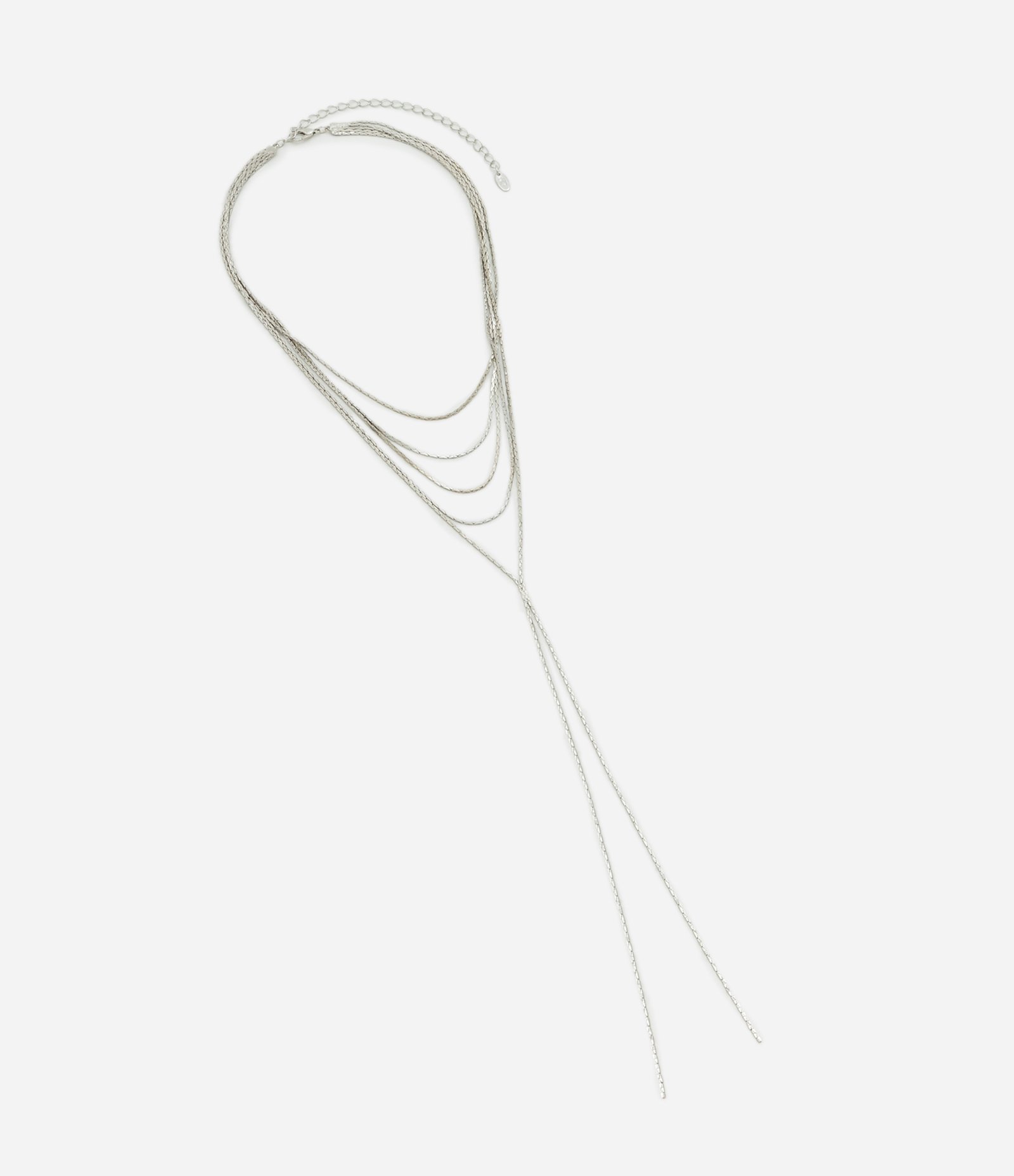 Colar Longo em Metal com Multicorrentes Delicadas Prata 2