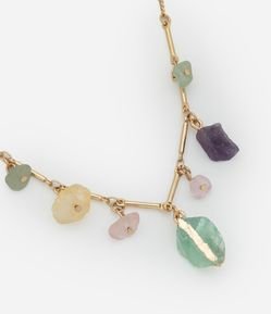 Colar Curto com Pedrinhas de Cascalho e Fechamento Lagosta