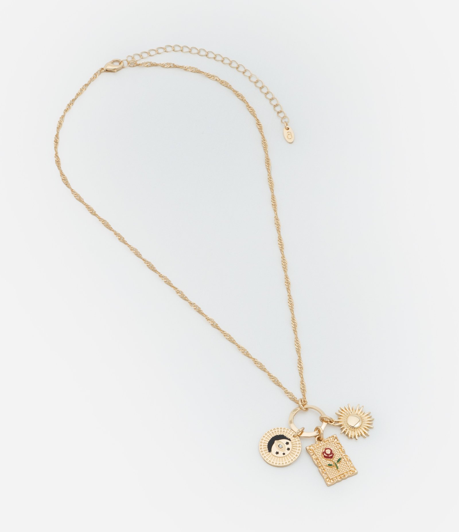 Colar Singapura em Metal com Pingentes de Diversos Símbolos Dourado 2