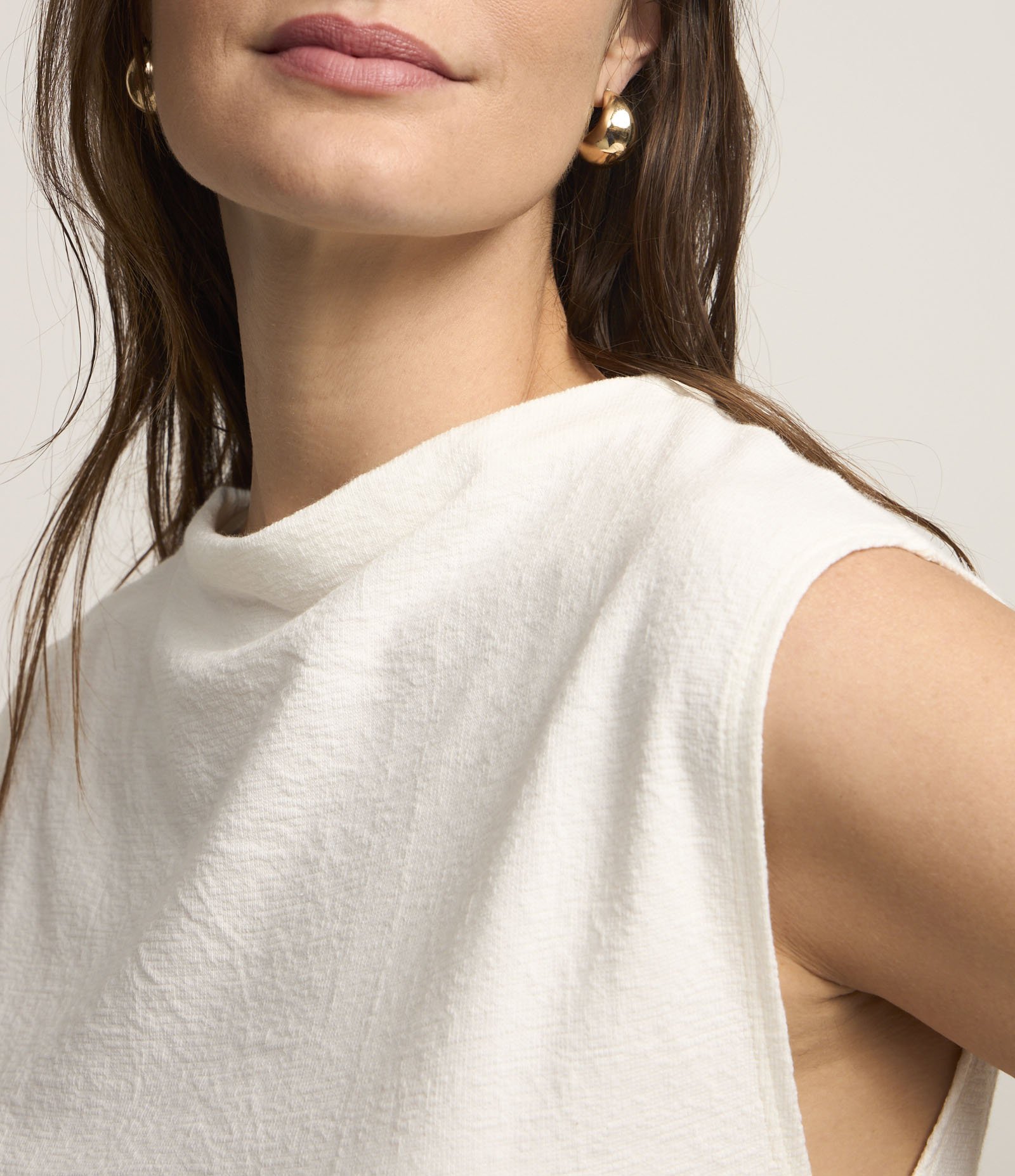 Vestido Midi Texturizado em Algodão com Fenda Branco 4