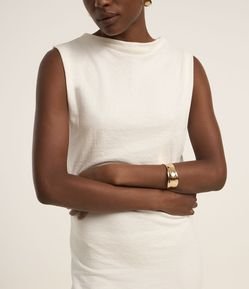 Vestido Midi Texturizado em Algodão com Fenda