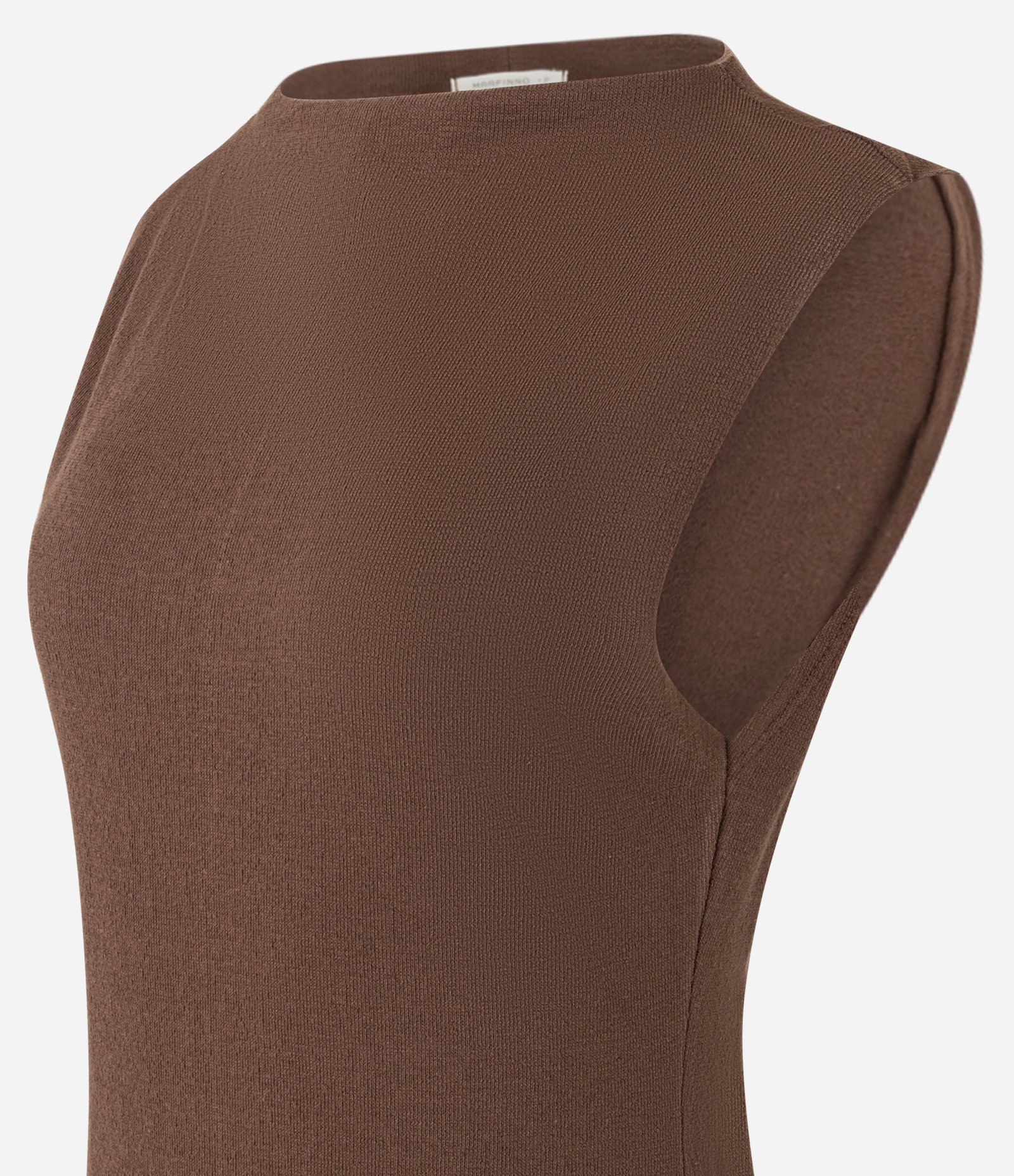 Vestido Midi Texturizado em Algodão com Fenda Marrom 8