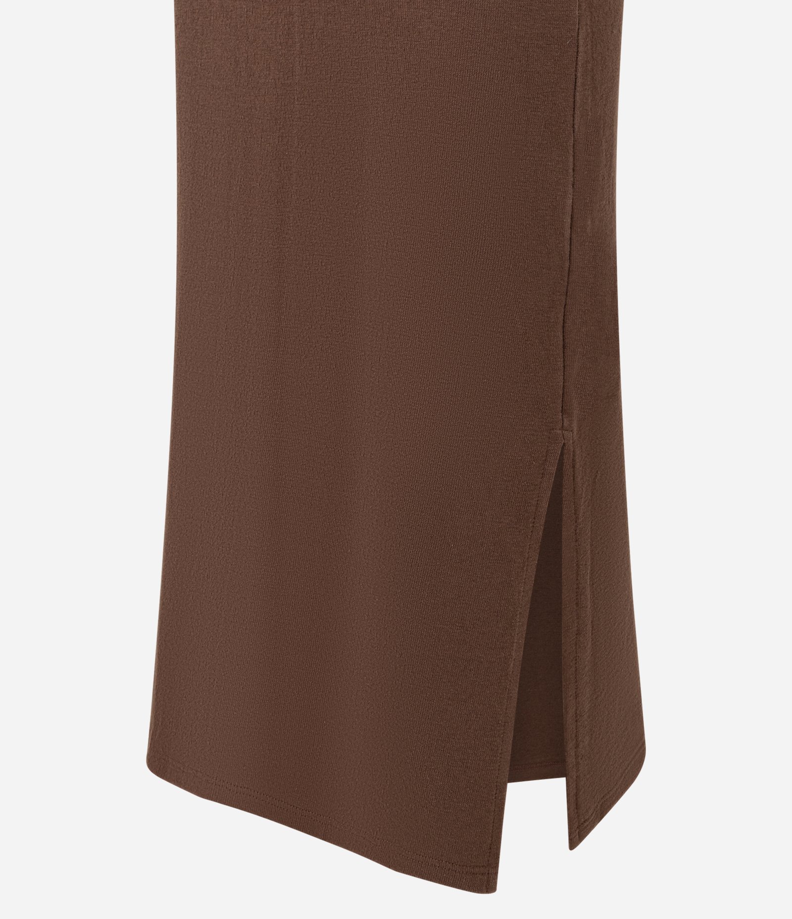 Vestido Midi Texturizado em Algodão com Fenda Marrom 9