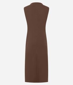 Vestido Midi Texturizado em Algodão com Fenda