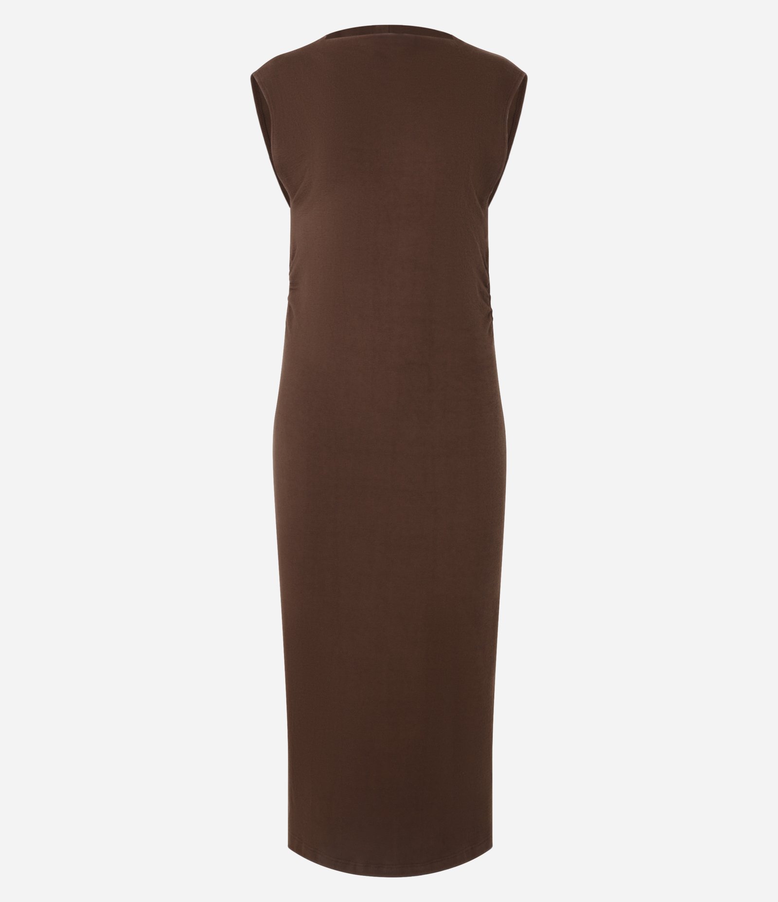 Vestido Midi Texturizado em Algodão com Fenda Marrom 6