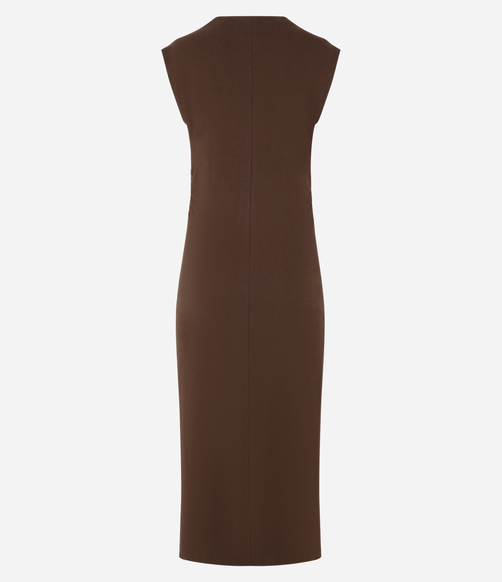 Vestido Midi Texturizado em Algodão com Fenda Marrom 8