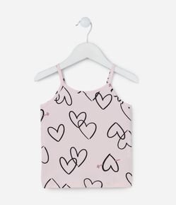Regata Infantil Canelada Estampada de Corações - Tam 1 a 5 anos