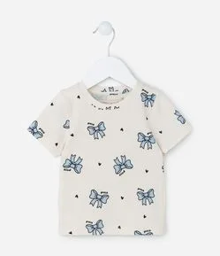 Blusa Infantil Canelada com Estampa Laços - Tam 1 a 6 Anos
