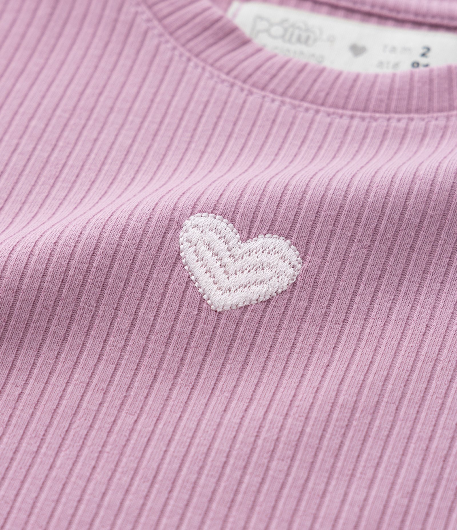 Blusa Infantil Canelada com Bordado Coração - Tam 1 a 6 Anos Rosa 4