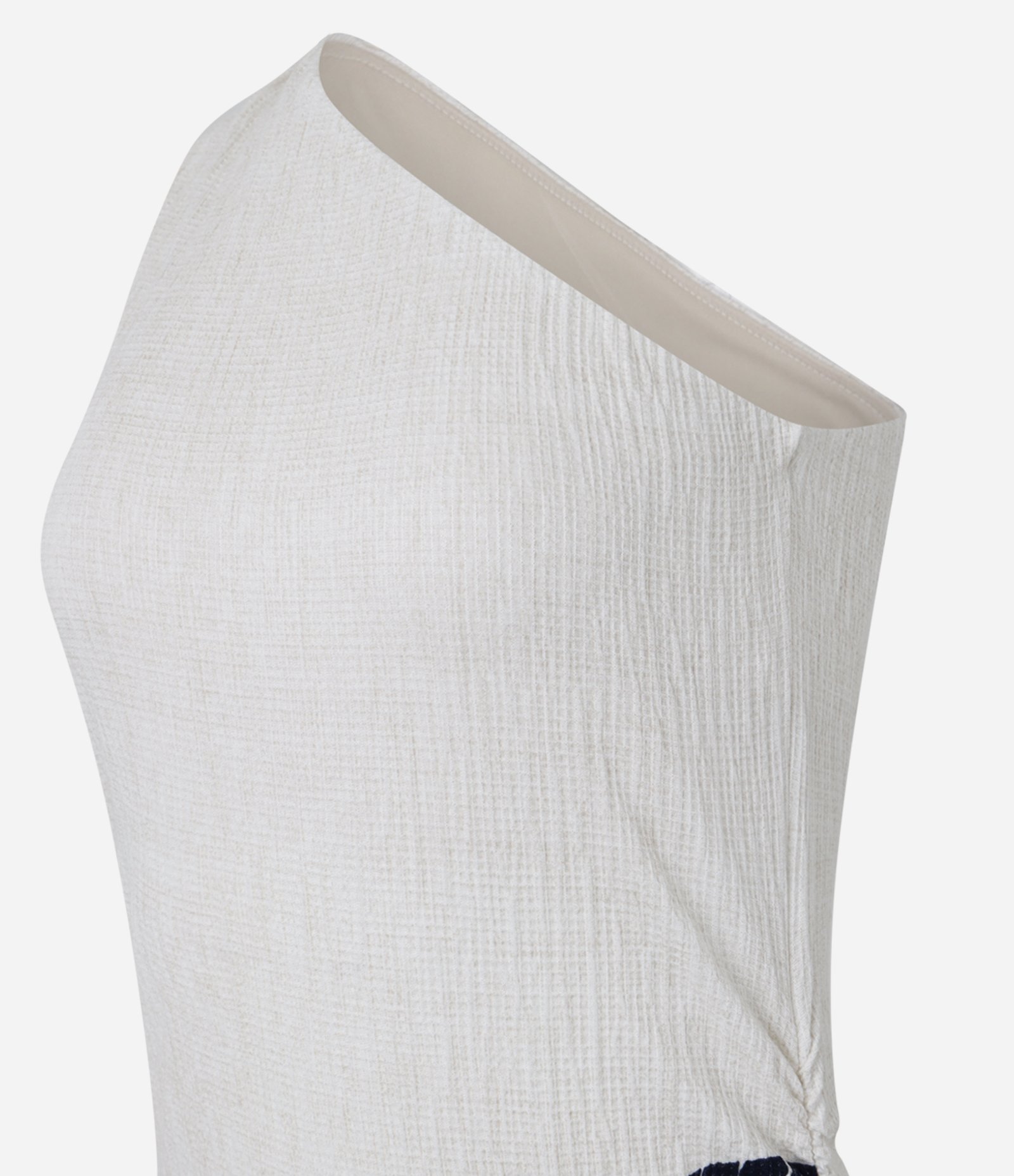 Vestido Mídi em Viscose Um Ombro Só com Estampa de Ladrilhos de Inverno Branco 6