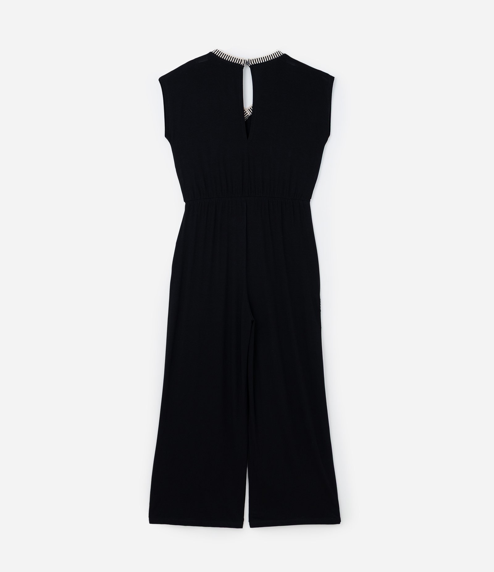 Macacão Longo em Crepe com Gola V de Tricô Curve & Plus Size Preto 5