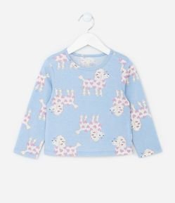 Blusa Infantil Estampada de Poodle com Glitter - Tam 1 a 5