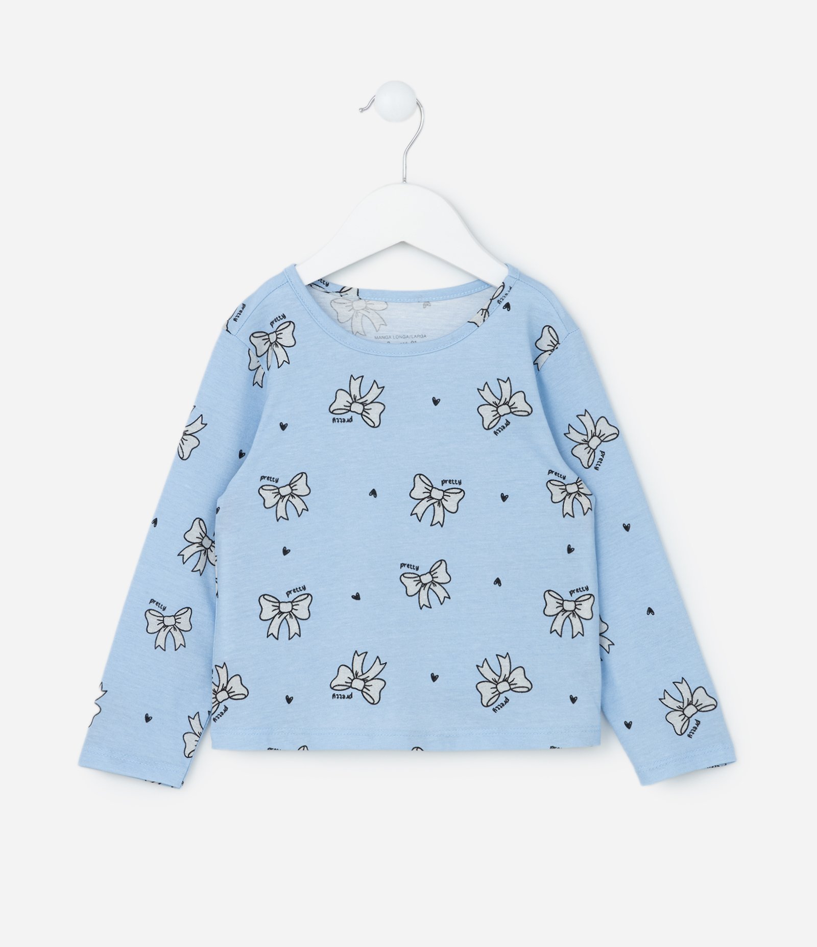 Blusa Infantil com Estampa de Lacinhos - Tam 1 a 6 Anos Azul 1