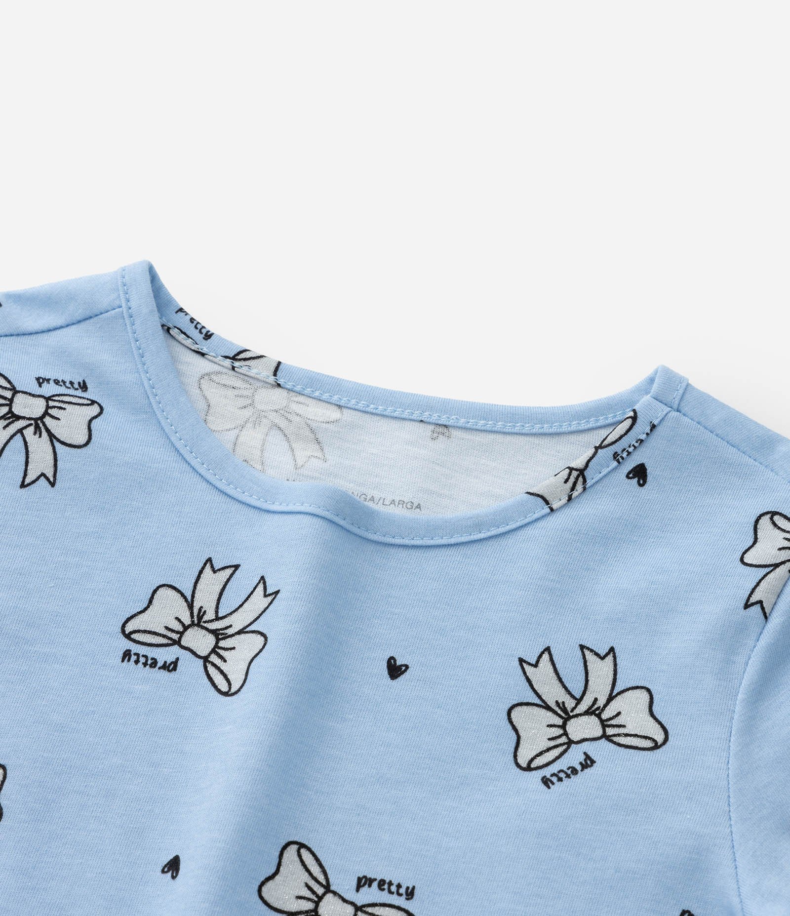 Blusa Infantil com Estampa de Lacinhos - Tam 1 a 6 Anos Azul 4
