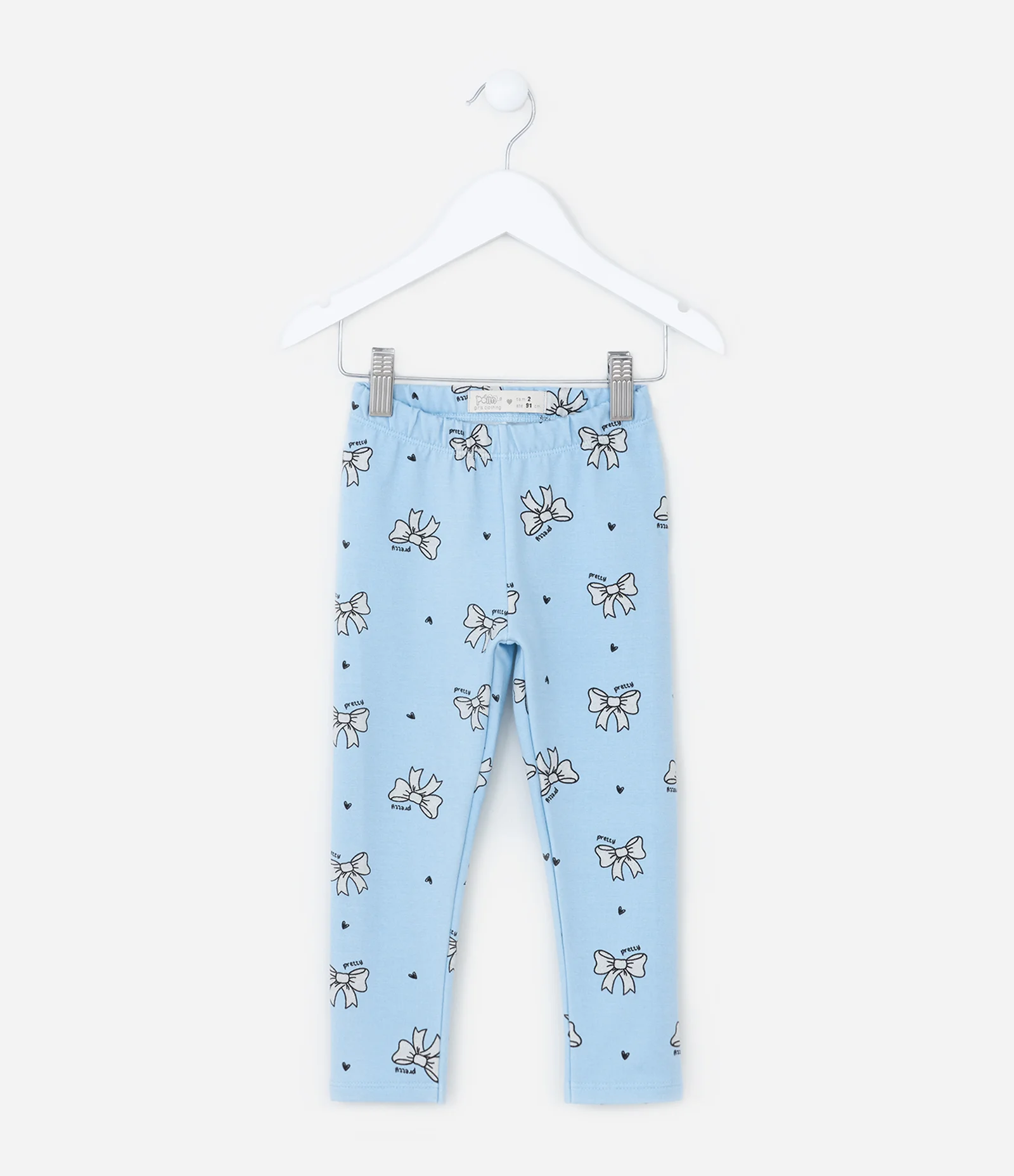 Calça Legging Infantil Quentinha com Estampa Laços - Tam 1 a 6 Anos Azul 1