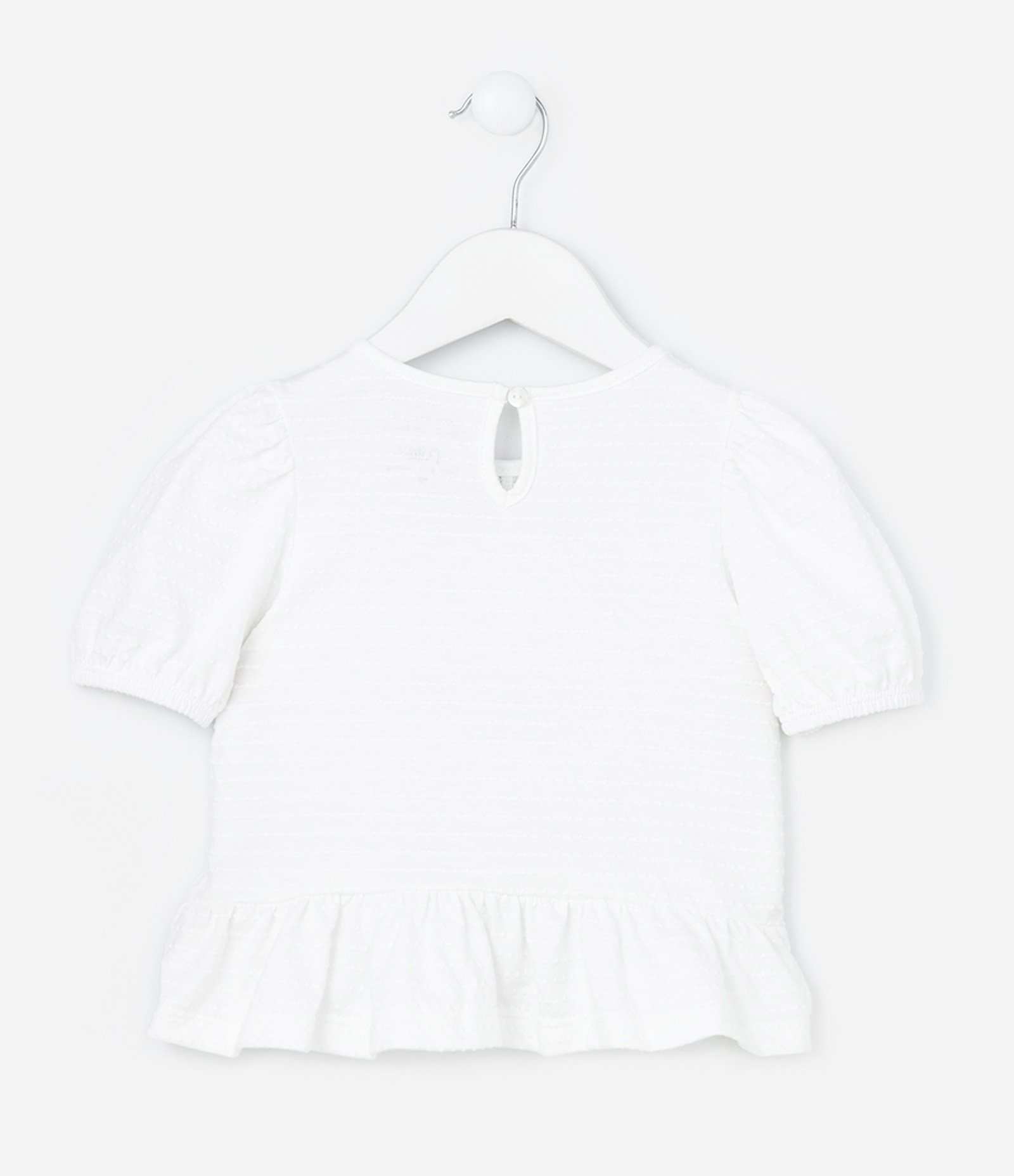 Blusa Infantil Texturizada com Lacinhos Contrastantes - Tam 1 a 6 Anos Branco 2