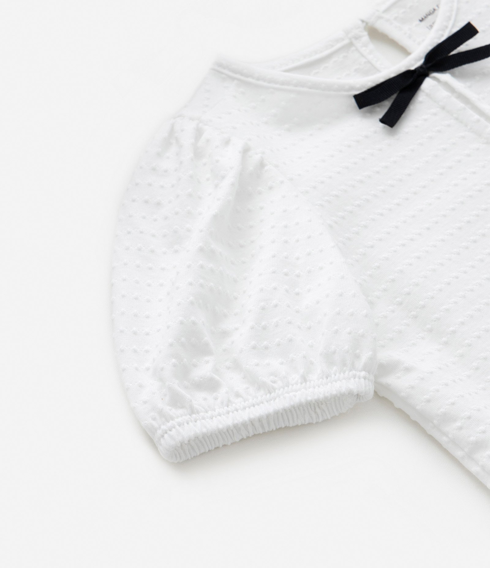 Blusa Infantil Texturizada com Lacinhos Contrastantes - Tam 1 a 6 Anos Branco 5