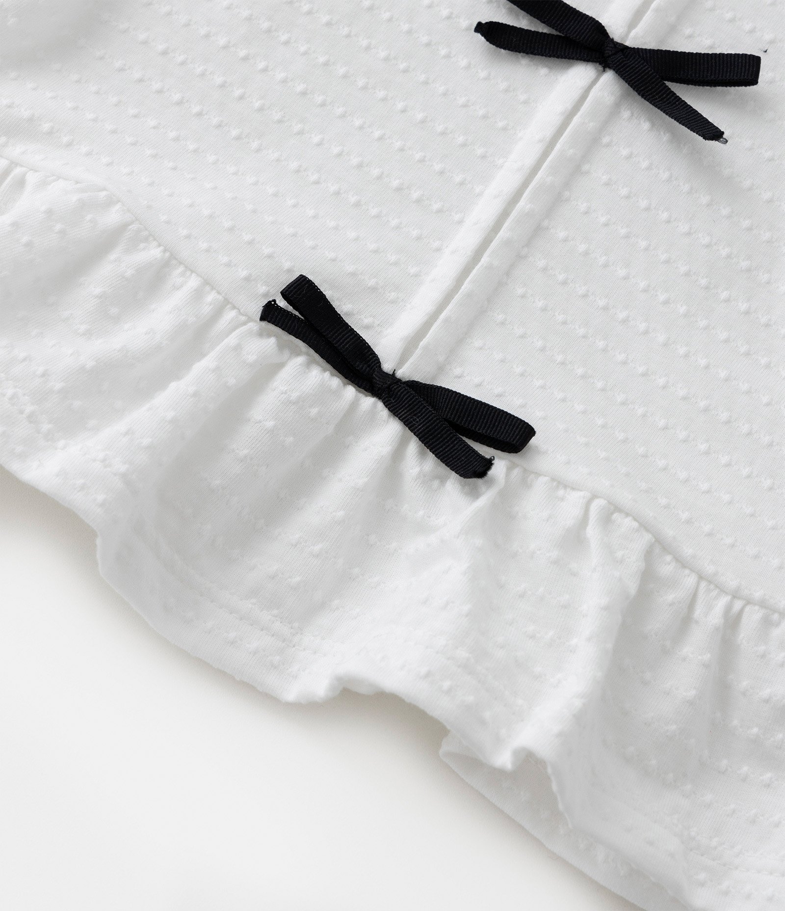 Blusa Infantil Texturizada com Lacinhos Contrastantes - Tam 1 a 6 Anos Branco 6