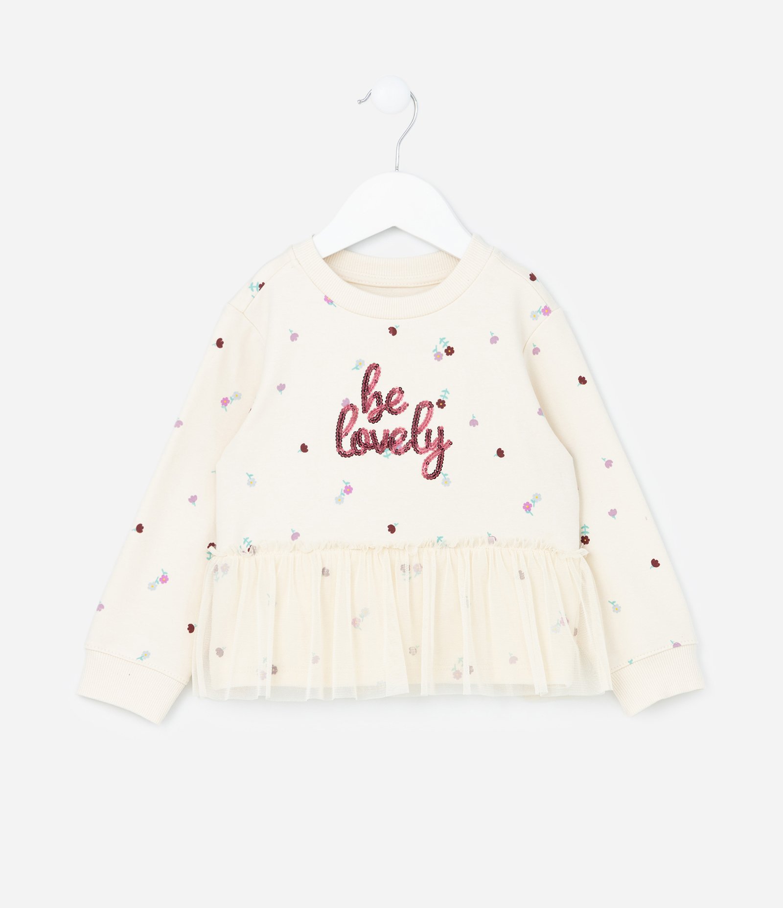 Casaco Infantil com Babado em Tule e Bordado em Paetês - Tam 1 a 6 Anos Bege 1